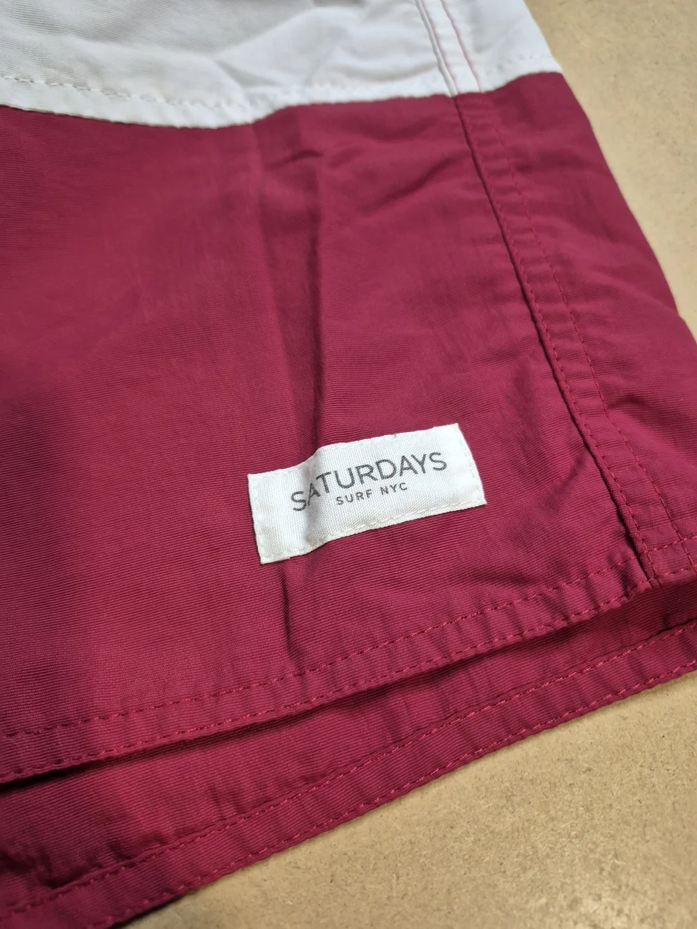 Saturdays New York City Red & White Horizontal-Stripe Swim Trunks 4397/5